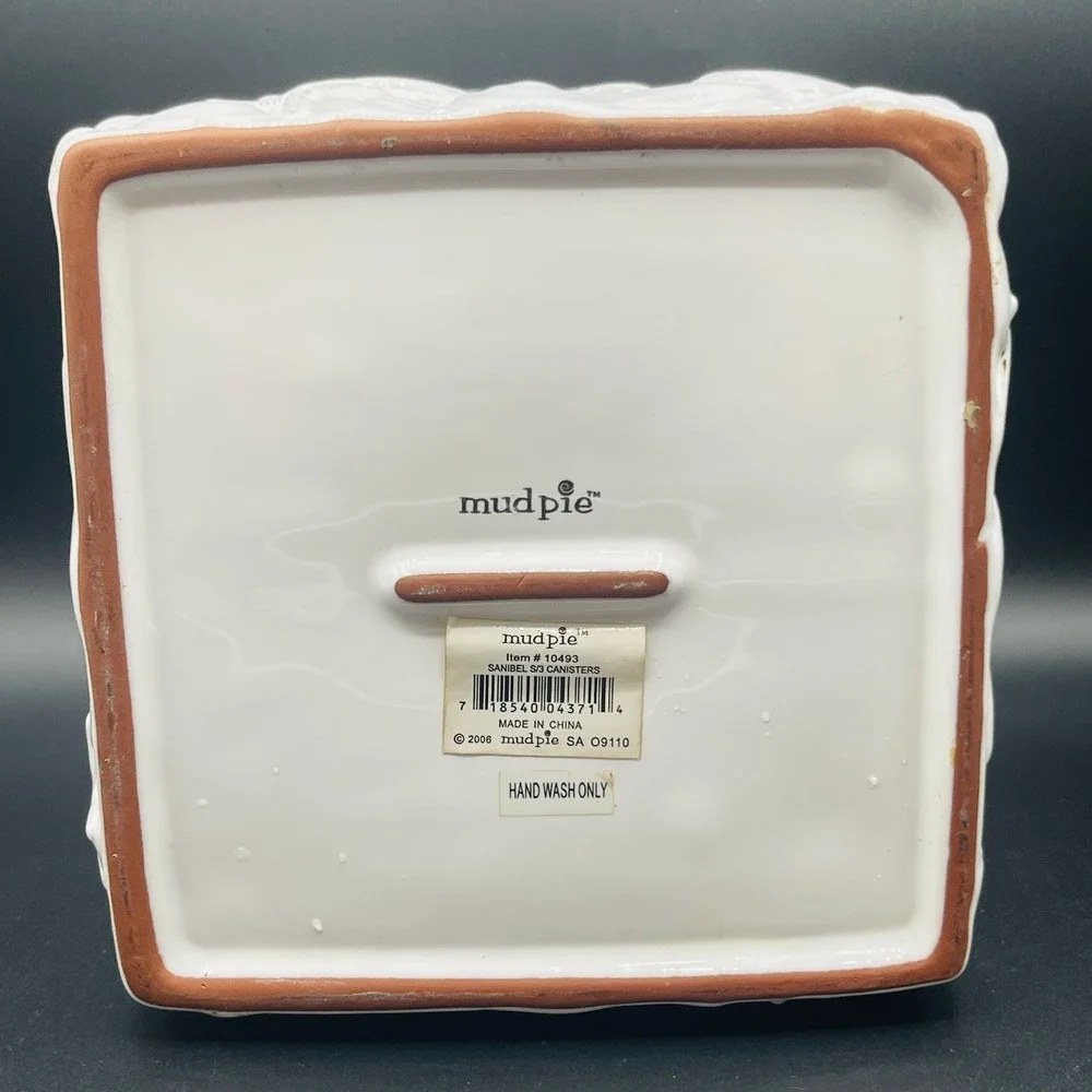 Mud Pie Starfish Sanibel White Canister  Coastal Beach Kitchen Ceramic